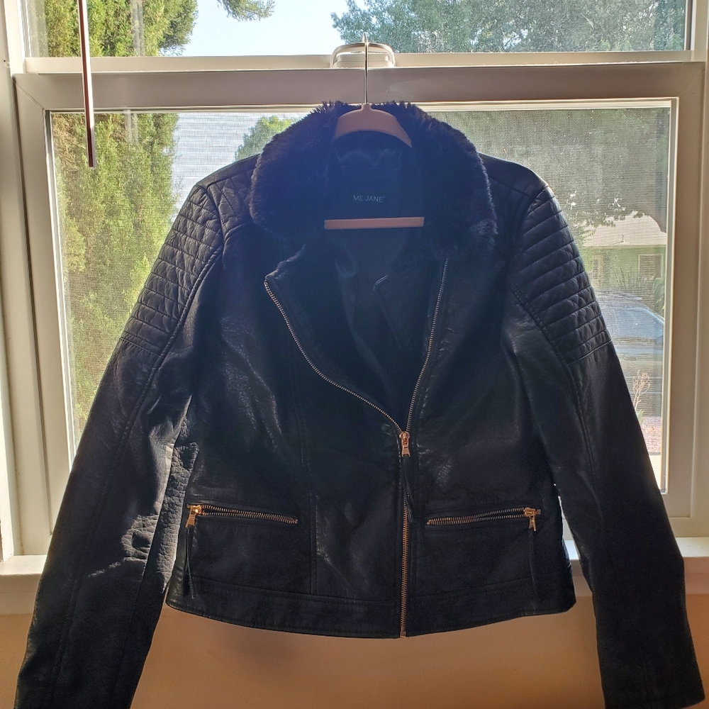 Black  Leather fur Me Jane jacket size